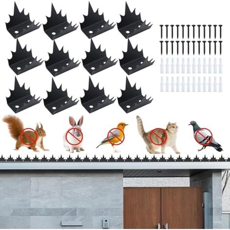 Lot de 12 pics de clôture de sécurité, piques anti-intrusion pour clôture, anti-intrusion, anti-vol, pour clôture triangulaire, pour cour, balcon, jardin (1/5)