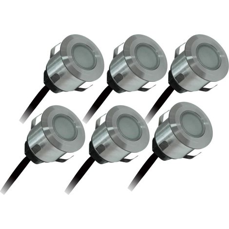 Conjunto de 6 focos de exterior empotrables 4,5W, 3000K, 6x15lm, Ø35, acero inoxidable - PATIO Arlux Lighting (1/4)
