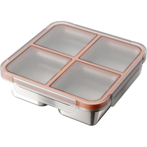 Boîte à bento facile utiliser, compartimentée en quatre, étanche (1/5)