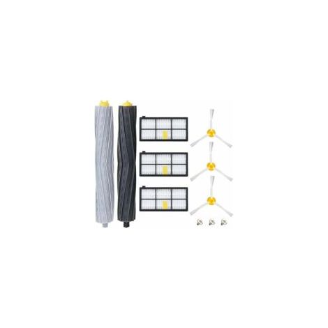 Pièces accessoires pour iRobot Roomba 800 805 860 861 865 866 870 871 876 880 885 886 890 895 896 900 960 966 980 Remplaçant Filtres et Brosses Kit pour eur Robot 8 pcs noir gris jaune