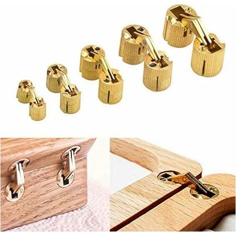 Lot de 5 charnières invisibles en cuivre pur 10 mm pour boîte à bijoux, boîte cadeau, plans de travail (1/5)