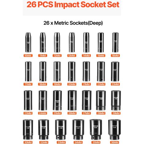 Jeu de Douilles à Choc 12 - 7 mm 26PCs Douilles à Impact (1/5)