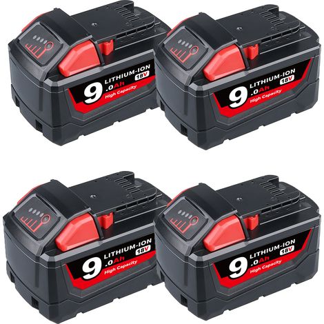 Pdstation – Batterie de remplacement 18V 9.0Ah pour Milwaukee M18 – Lithium-Ion – Autonomie prolongée – Indicateur LED de charge