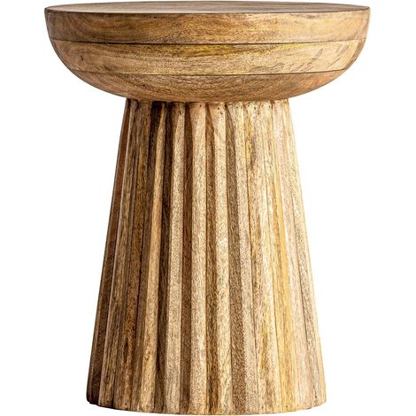 Table d'appoint ronde manguier massif clair Lial D 38 cm (1/3)