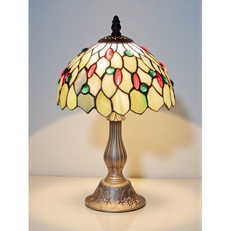 Lampe à poser Floraison en verre émeraude 33x20cm (1/5)