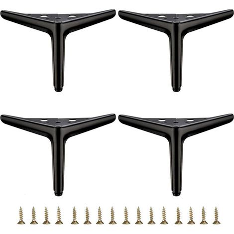 Pieds de meuble en métal noir – Lot de 4 – Hauteur 12 cm – Pour canapé, chaise ou DIY – Design moderne et stable (1/5)