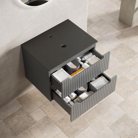 Meuble sous évier de 60 cm de large, sans évier, gris foncé (1/4)