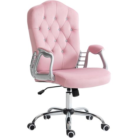 Chaise de bureau ergonomique pour femme avec fonction bascule, réglable en hauteur, rose (1/5)