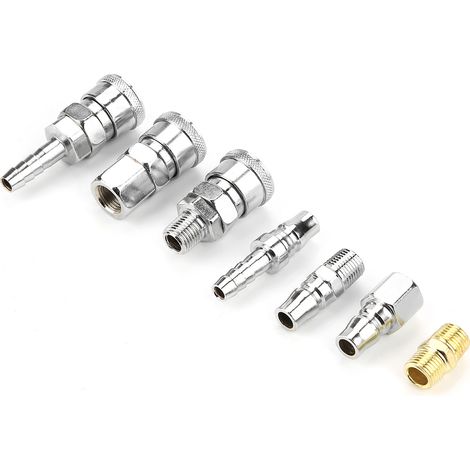 18 pièces raccords rapides pour compresseur d'air, ensemble raccordement tuyau pneumatique 1/4" pièces fer (1/5)