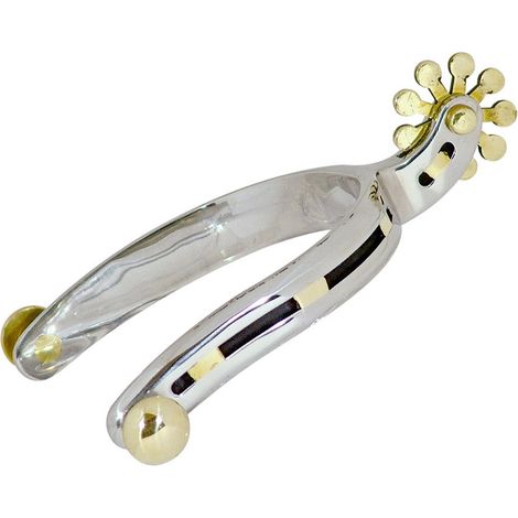 Speroni western in acciaio inox con decorazioni in ottone