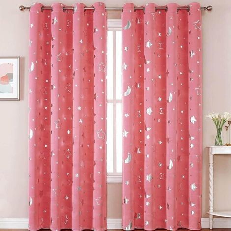 FENOPLASTICALot de 2 Panneaux Rideaux en Voile Semi-Transparent Bleu - pour Tringle de Fenêtre - 100x130cm - Salon ou Chambre