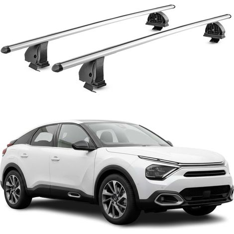 OMAC Barres de toit transversales en aluminium pour Citroen C4 III 2021-2026 – TÜV / DIN 75302:2019 – Antivol inclus – Charge max 75 kg – 2 barres – Gris (1/5)