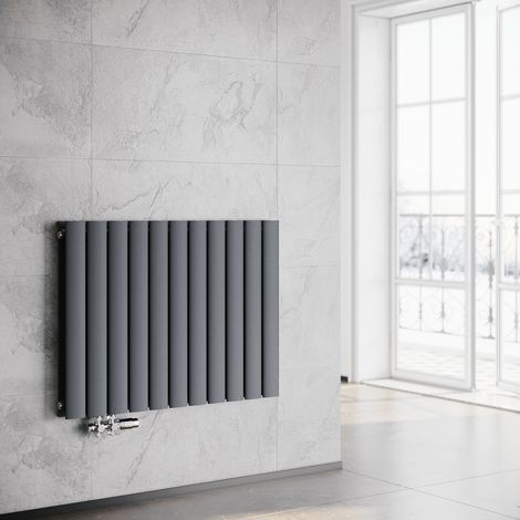 SONNI Paneelheizkörper Horizontal Heizkörper Design Flach heizkörper wohnzimmer Badheizkörper Doppelt Heizkoerper Seitenanschluss wohnzimmer mit Heizventil 847 x 630 mm Antrazit (1/5)