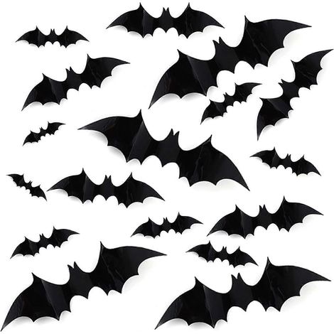 DIY Halloween Party Supplies PVC 3D Decorative Scary Bats Wall Decal Wall Sticker, Halloween Eve Decor Home Window Decoration Set, 32pcs (1/5)