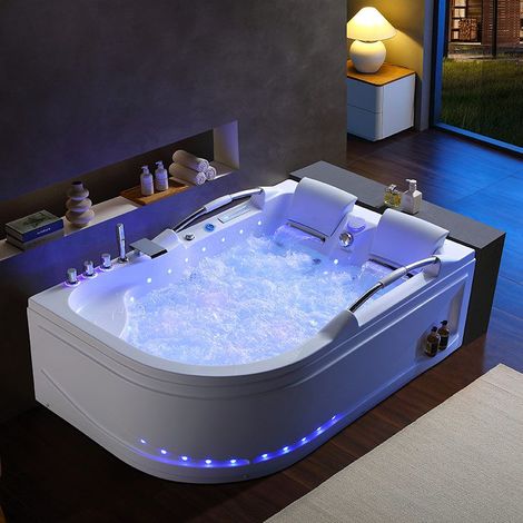 Baignoire Balnéo asymétrique VULCANO-G 56 jets Whirlpool (1/5)