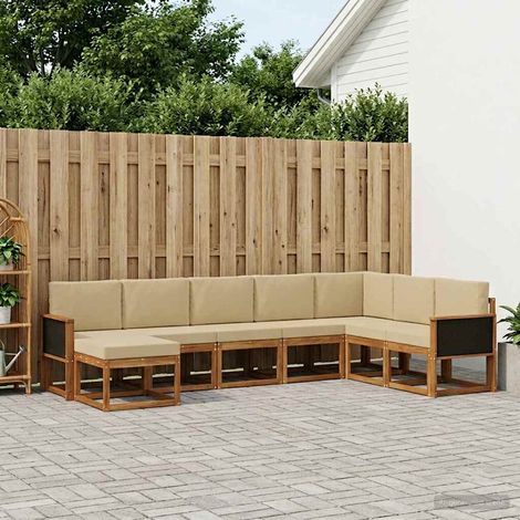 vidaXL Outdoor-Sofagarnitur 8 pcs Natur und Beige Massivholz Akazie (1/5)