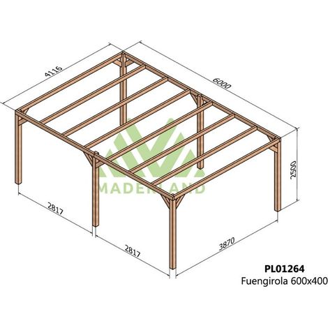Pérgola de Madera Laminada Fuengirola (Maderland) - Gardeneas - 600 x 400 cm