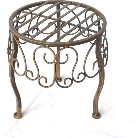DanDiBo Blumenhocker Metall Braun Rund 30 cm Blumenständer 140129 M Beistelltisch Pflanzenständer Klein (1/5)