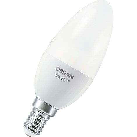 OSRAM Lampe LED  SMART B40 forme bougie E14, 4,9 W ZigBee 3.0, intensité variable 2700 K blanc chaud, contrôle par application, Alexa, Smart Home
