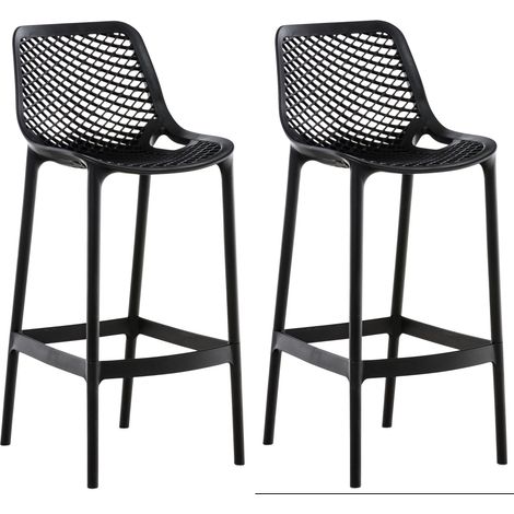 Set di 2 sgabelli da bar con schienale in plastica nera per uso esterno altezza seduta 75 cm 100005557