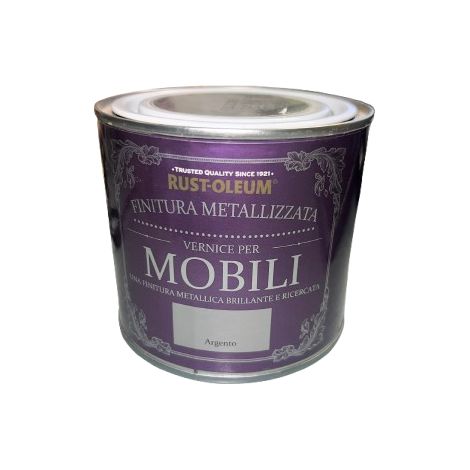 RUST-OLEUM VERNICE LEGNO CHALKYMETALLIZZATA COLORE ARGENTO 0,5L (1/2)