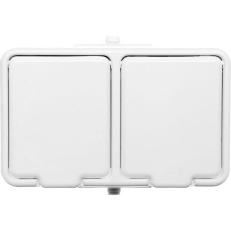 Hermetische Doppel-Schuko-Steckdose aus Zedernholz mit PE 16A IP44 weiß GWN240PC01