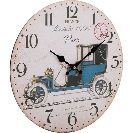 Reloj de pared de madera blanco d34x2 (1/5)