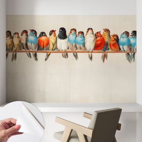 Papier peint adhésif décoratif pour salon chambre et cuisine Facile à poser avec colle Oiseaux sur une branche 104x70 cm (1/5)