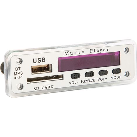 Carte de décodage Bluetooth 5.0 DC12V compatible carte SD, USB, FM, AUX, enregistrement Bluetooth, rappel, module de décodage MP3 argenté (1/5)