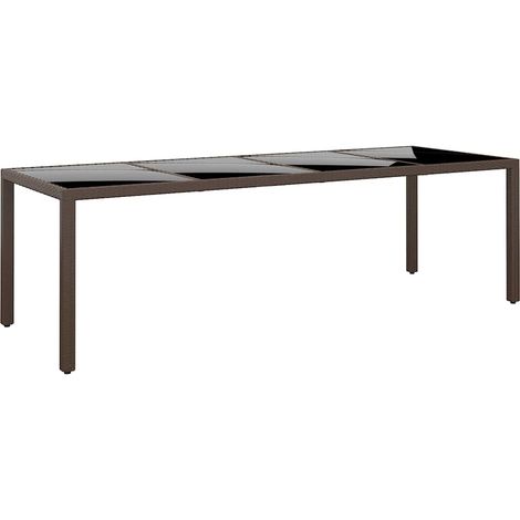 vidaXL Tavolo da Giardino con Piano Vetro Marrone in Polyrattan (1/5)