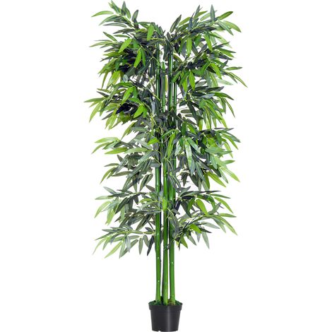 Plante artificielle 180 cm, arbre en bambou artificiel avec cache-pot, très réaliste, facile d'entretien, idéal pour espaces intérieurs