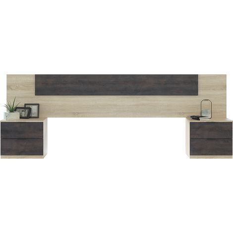 Ensemble tête de lit + 2 tables de chevet ( 2 tiroirs) - longueur 247 x Hauteur 50 x Profondeur 38 cm