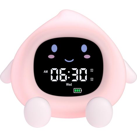 Réveil éducatif jour/nuit pour enfants avec 2 alarmes, luminosité de l'écran réglable, format 12/24 heures et fonction snooze. (1/5)