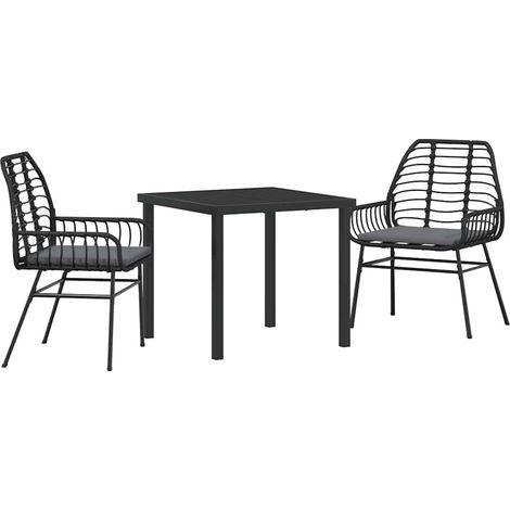 Maison Exclusive - Garten Essgruppe 3 Stk. Schwarz Poly-Rattan (1/5)