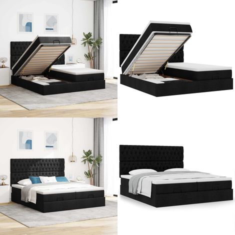 vidaXL Ottoman-Bett mit Matratzen Schwarz 180x200 cm Stoff (1/5)
