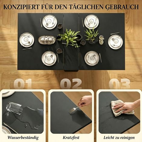 Table à manger extensible multifonction avec plateau coulissant et roues, table pliable et mobile, table polyvalente pour petit espace (livrée avec 1 seule table) (1/5)