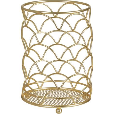 Premier Housewares Deco Matte Gold Utensil Holder Sturdy Organiser For School / Office Supplies Minimal Design Metallic Finish w11 x d11 x h16cm (1/5)