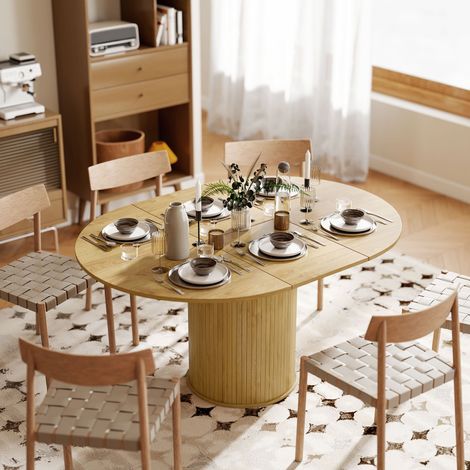 Tavolo da pranzo allungabile, tavolo da cucina, per 6-8 persone, 110-150 x 75 cm, effetto legno naturale