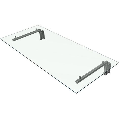 Monster-Shop – Auvent en verre pour porte d'entrée 144 cm x 80 cm – Verre autonettoyant 8 mm – Supports en acier inoxydable 304 – Installation simple (1/6)