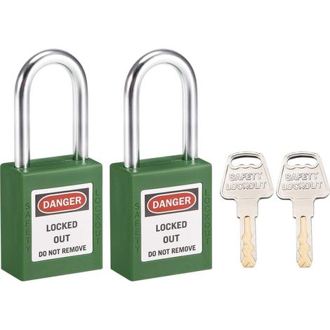 2 pièces vert verrouillage étiquette de sécurité serrure 38mm en acier inoxydable avec Schlüssel (1/4)