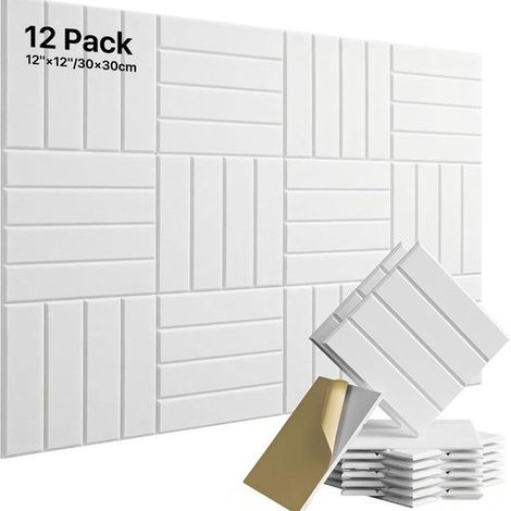 Paneles de fieltro，12 piezas，30300,9 cm，Paneles de fieltro fonoaislantes，Paneles fonoabsorbentes，Adhesivos de pared autoadhesivos (1/5)