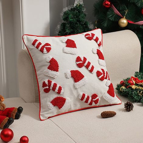 Housse De Coussin Noël - Velours Bouclé 3D Avec Bords Roulés - Pour Siège Auto Ou Canapé - 1 Pièce (1/5)
