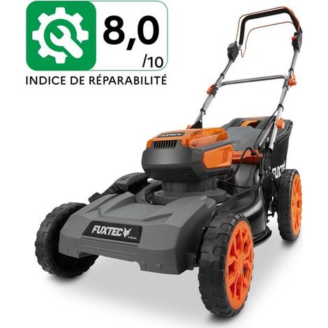 FUXTEC FX-E2RM46PROSET Tondeuse à gazon sans fil 40V avec traction – 46 cm, 2x 5Ah + chargeur rapide, fonction mulching, bac 50 L (1/5)