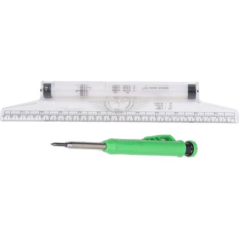 Règle à roulette transparente 30 cm avec multiples formules et trous centimétrés pour lignes parallèles et arcs (1/5)