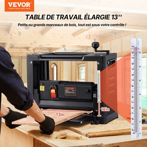 Raboteuse à Bois 30,1x33 cm Raboteuse Stationnaire 15 A 1800 W Rabot d'Épaisseur Automatique Électrique sur Table Deux Lames en Aci… (1/5)