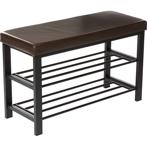 Panca portascarpe panca/sgabello materiale sintetico 2 livelli marrone 130000360