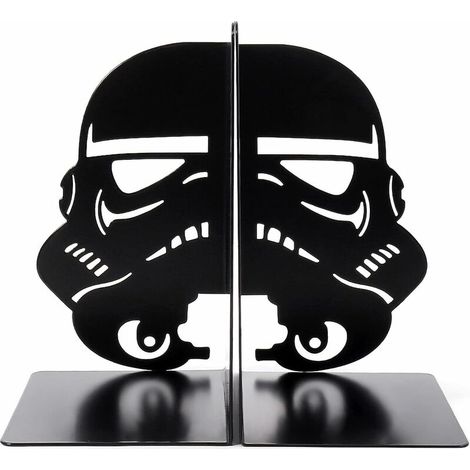 Sujetalibros de soldado de asalto imperial, sujetalibros de máscara de metal negro para estanterías decorativas del hogar, tope de libro de soldado de asalto resistente, estantería de libros de la Fue (1/5)
