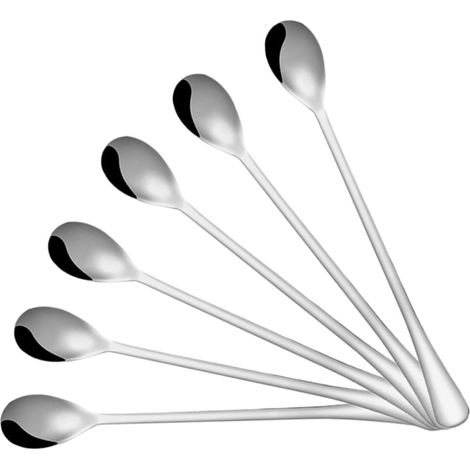 Cuillères à Mélanger Manche Long Lot de 6 en Acier Inoxydable Argenté (1/5)