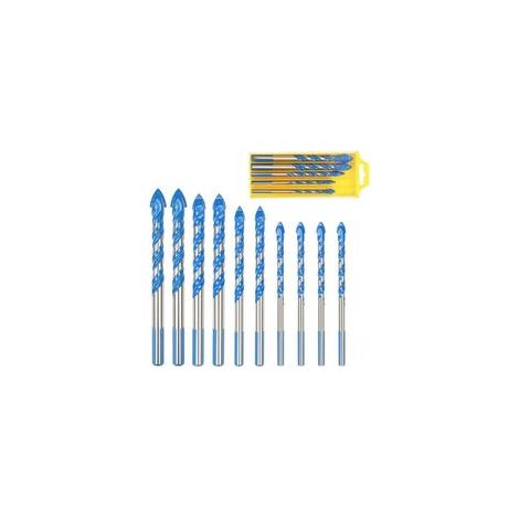 Forets Pour Carrelage Verre, 10 Pcs Foret Multimatériaux Triangle Porcelaine Forage Métalliques Pour Carrelage Verre Marbre Miroir Bois, 6mm/ 8mm/ 10mm/ 12mm