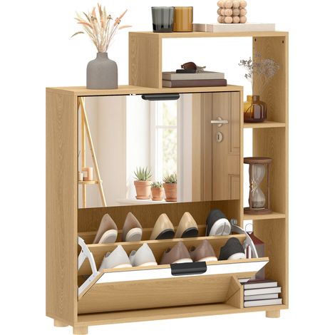 Mueble zapatero 10 pares, 80 x 24 x 98 cm, roble (1/5)